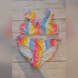 Justice Colorful Striped Bikini Set. Size 10 Girls